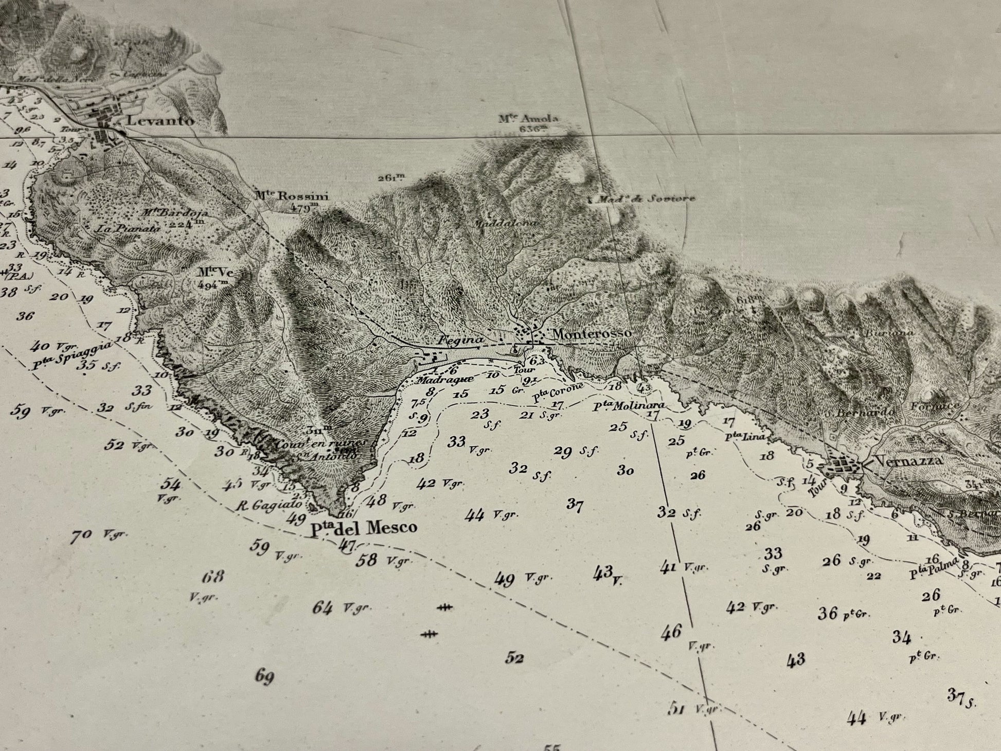 Antique map Italy levanto La Spezia