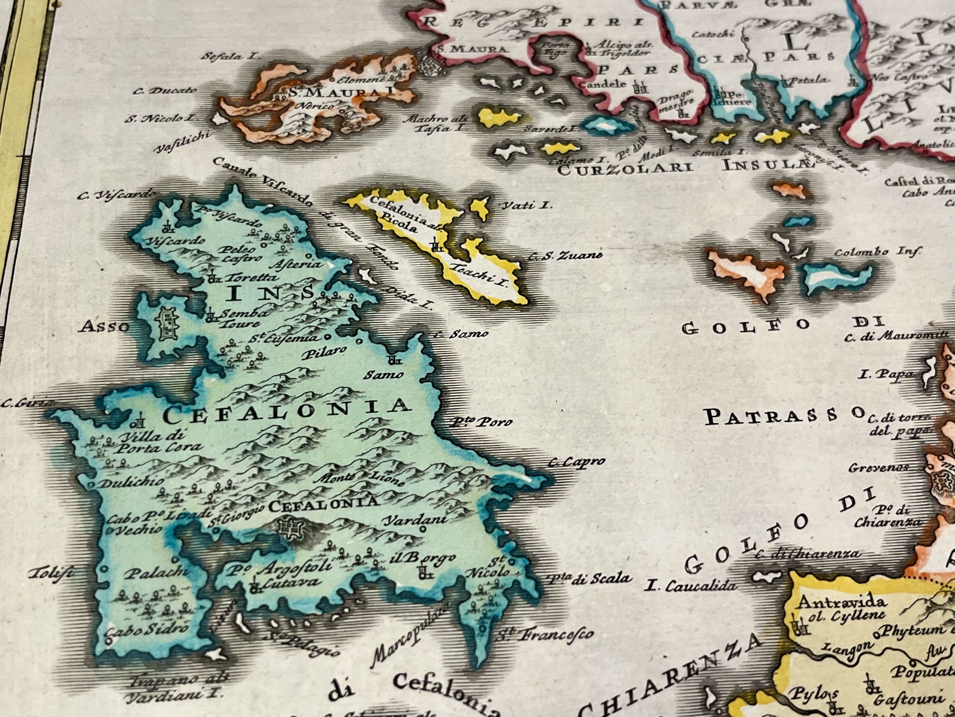 Antique map Kefalonia Ithaki