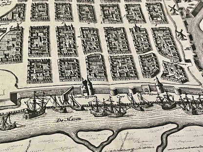 Antique map Nieuwport Belgium