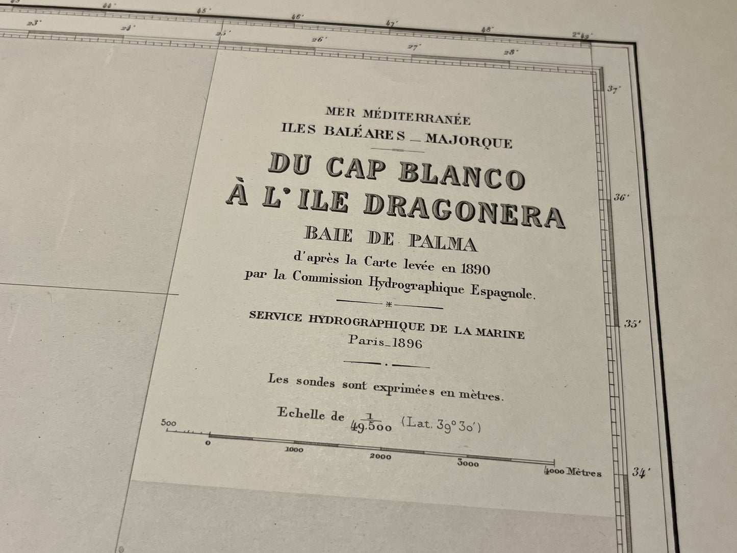 Antique map Palma de Majorque Baleares