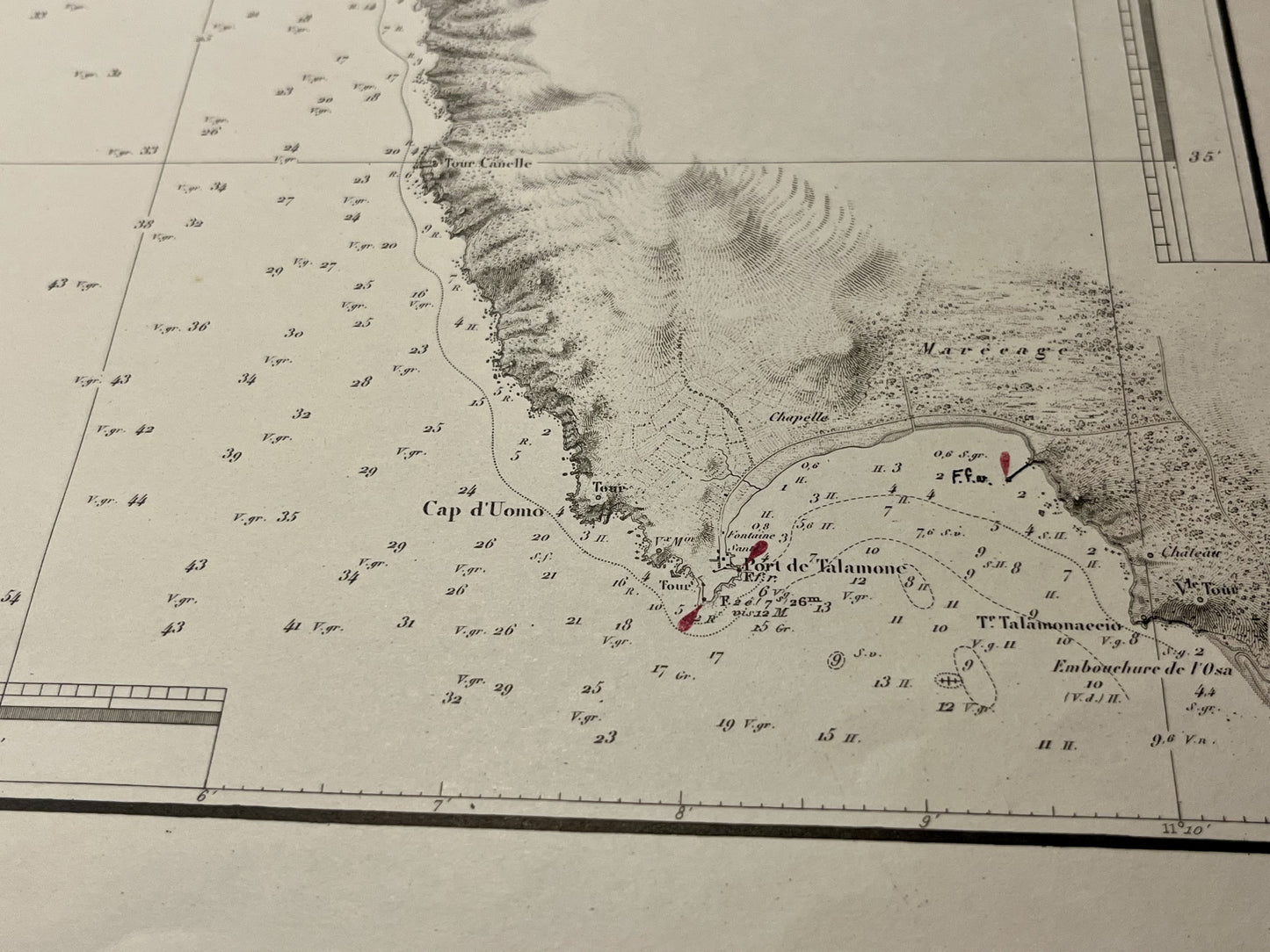Antique map Talamone Italy