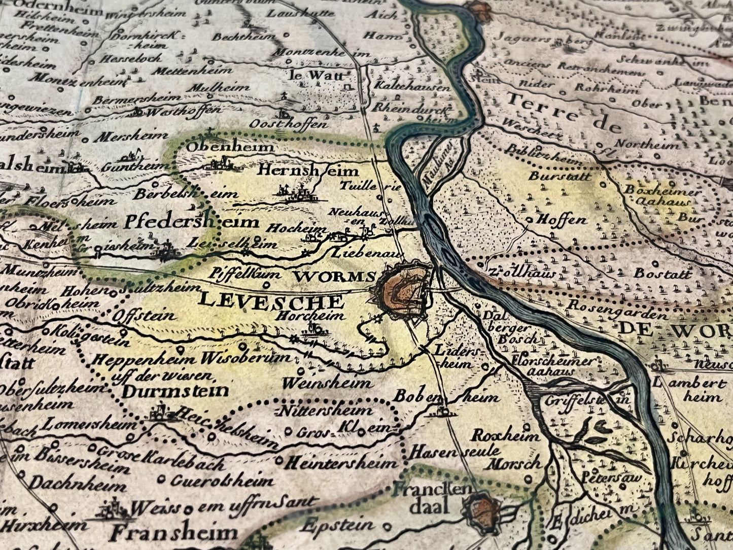 Antique map Worms Germany