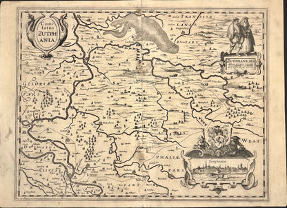 Antique map Zutphen Netherlands