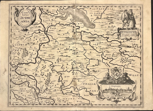 Antique map Zutphen Netherlands