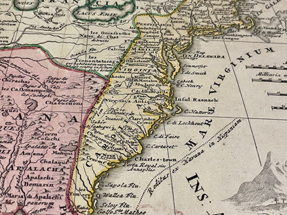 Antique map first american colonies