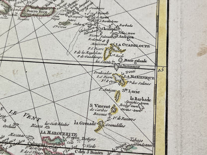 Antique map of Antilles islands