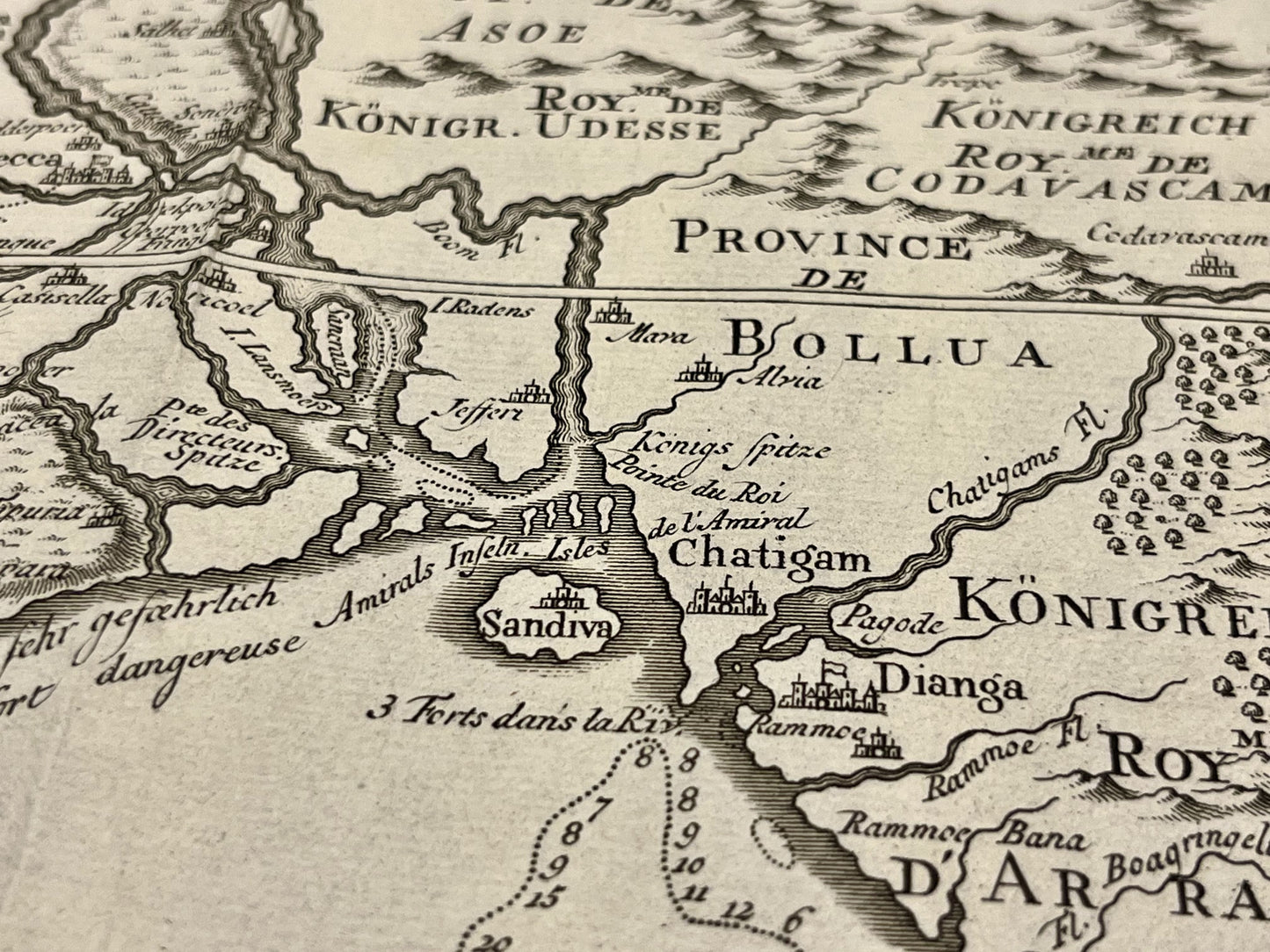 Antique map of Bangladesh and Bengal