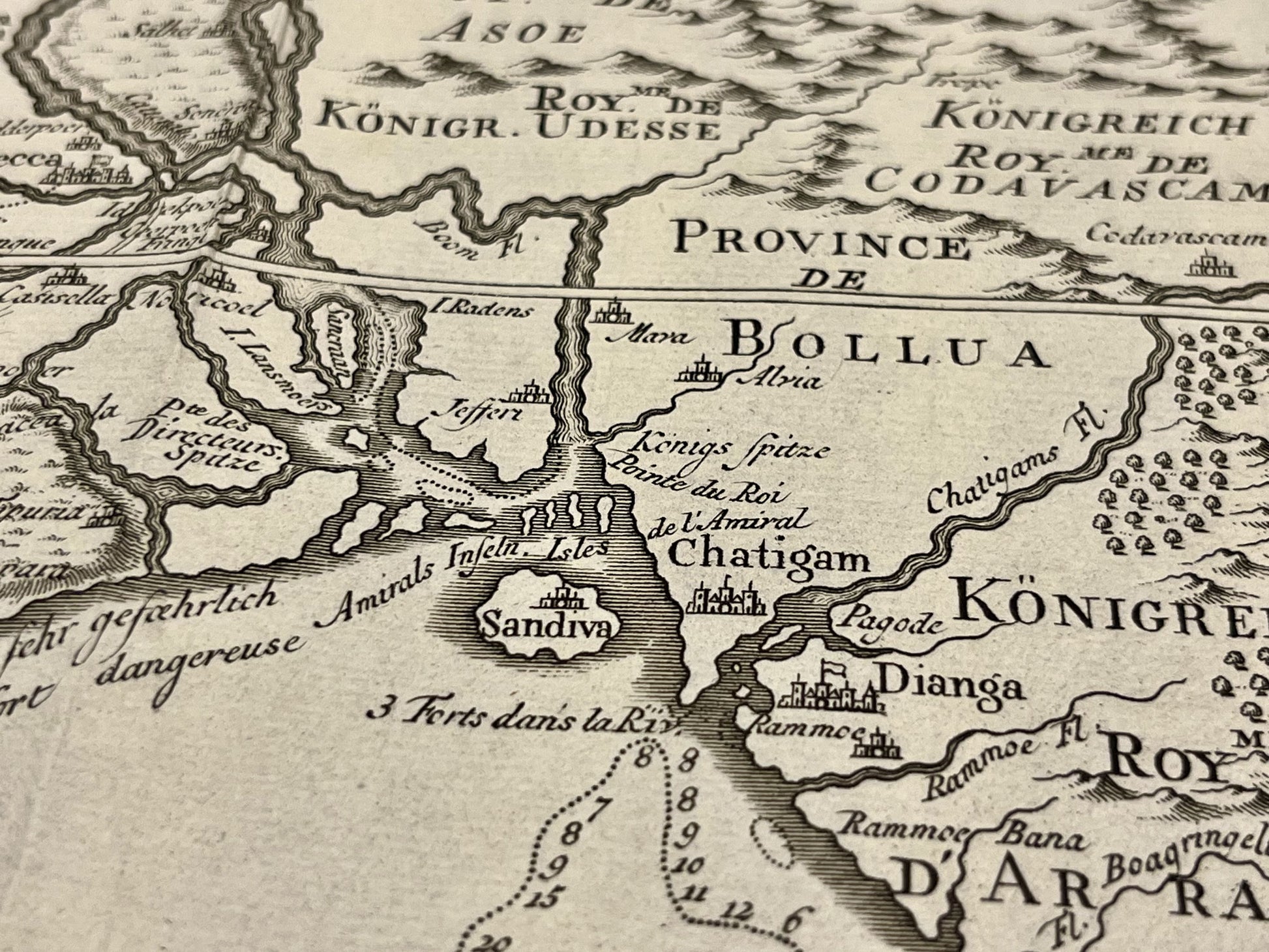 Antique map of Bangladesh and Bengal
