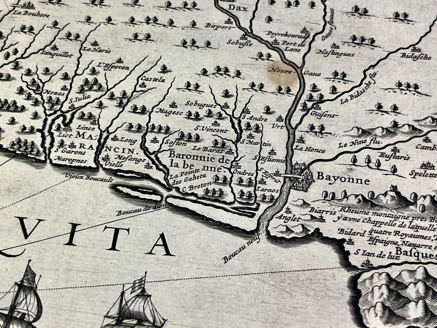 Antique map of Bayonne