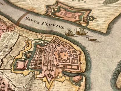 Antique map of Beograd Serbia