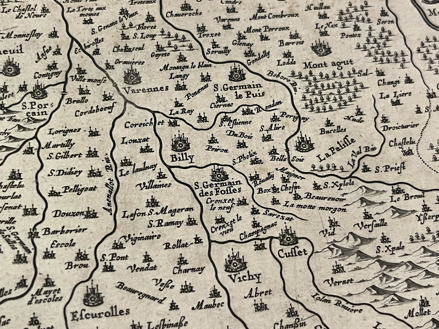 Antique map of Bourbonnais