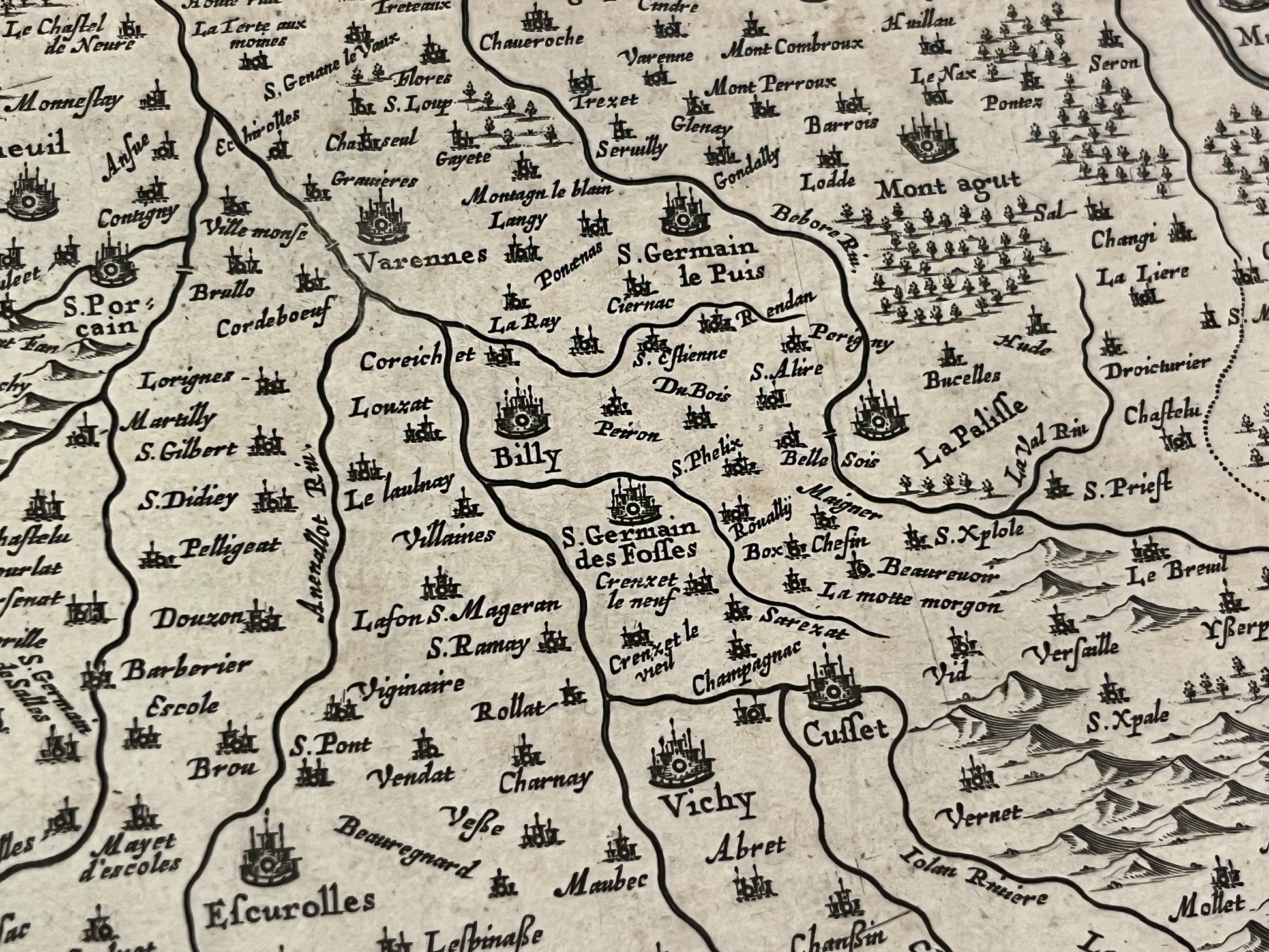 Antique map of Bourbonnais