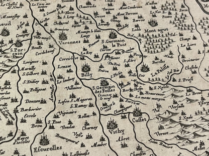 Antique map of Bourbonnais