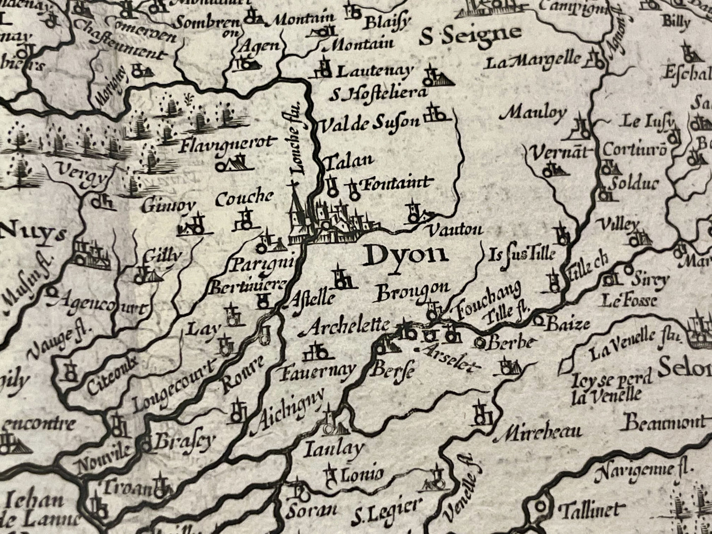 Antique map of Dijon