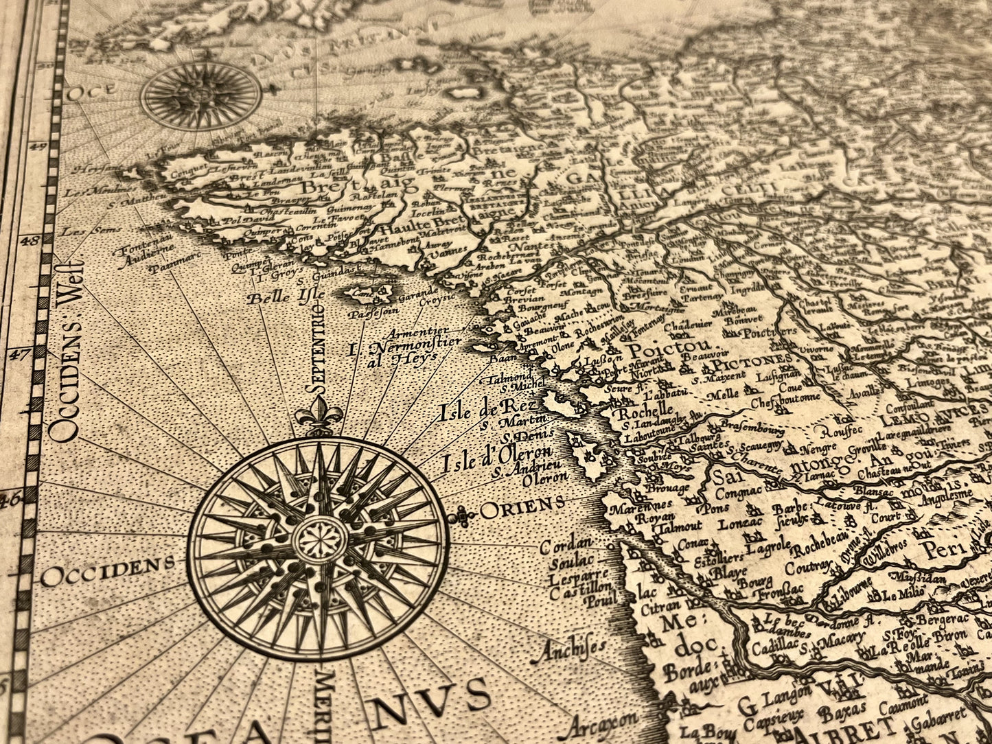 Antique map of France 16th century