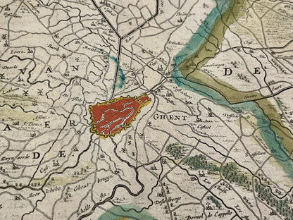 Antique map of Ghent and Flanders