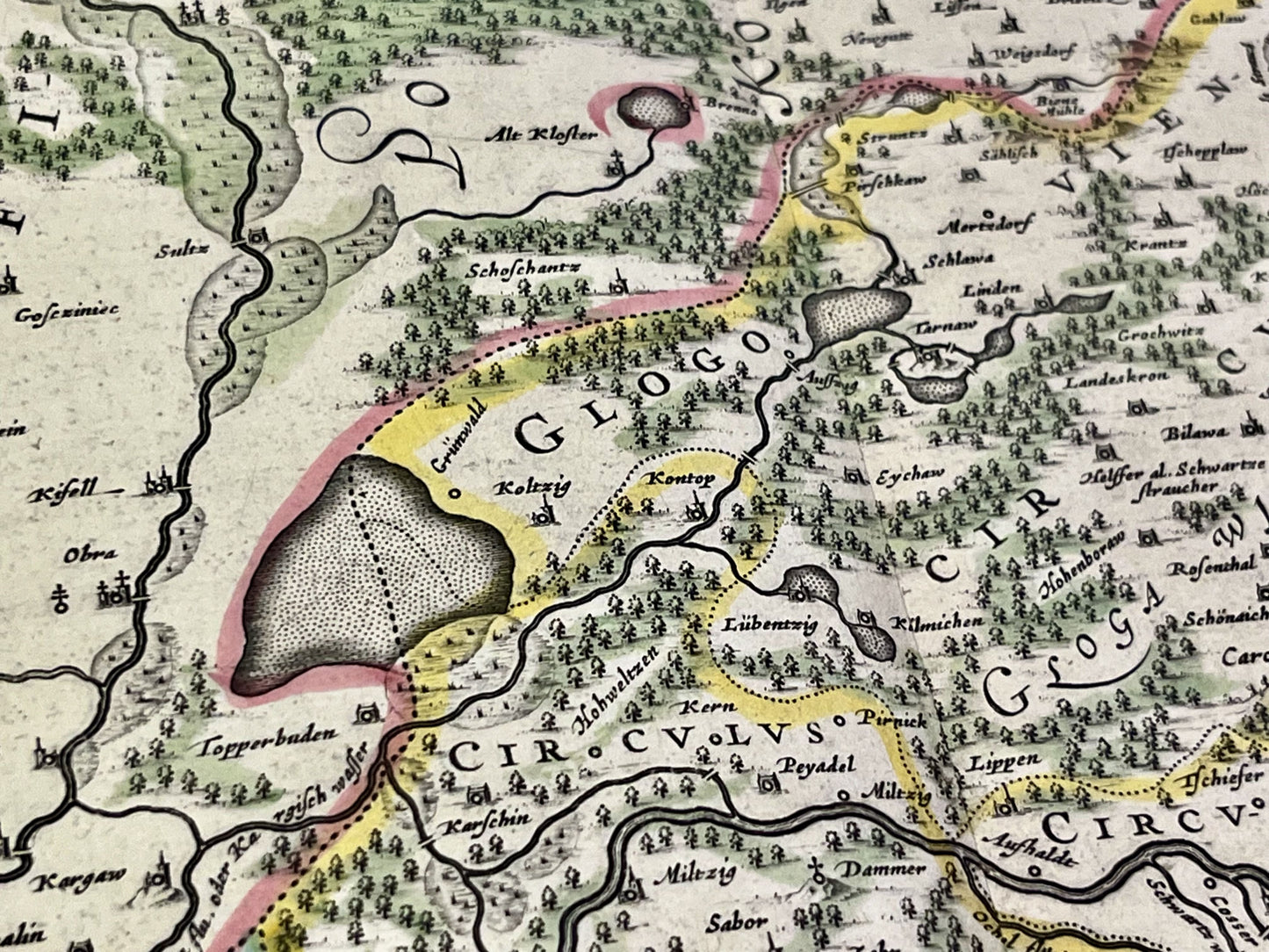 Antique map of Glogow Duchy in Silesia