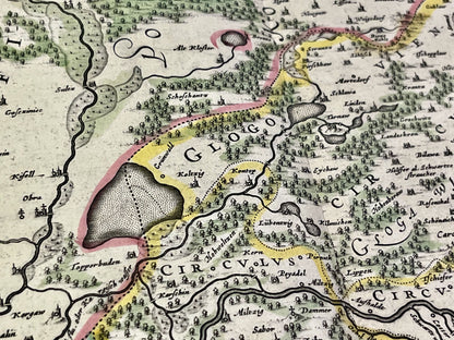Antique map of Glogow Duchy in Silesia
