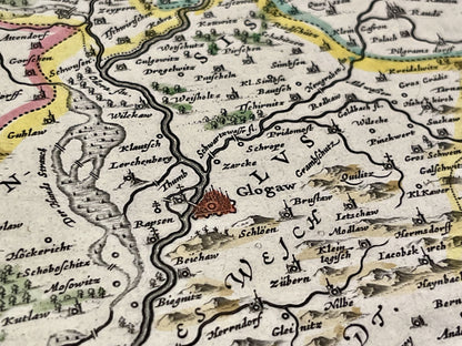 Antique map of Glogow Poland