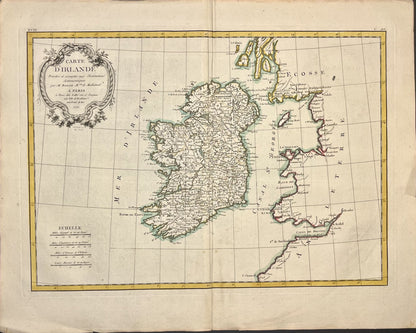 Antique map of Ireland by Rigobert Bonne