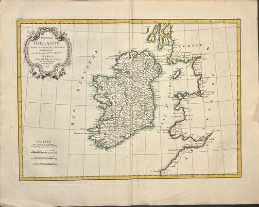 Antique map of Ireland by Rigobert Bonne