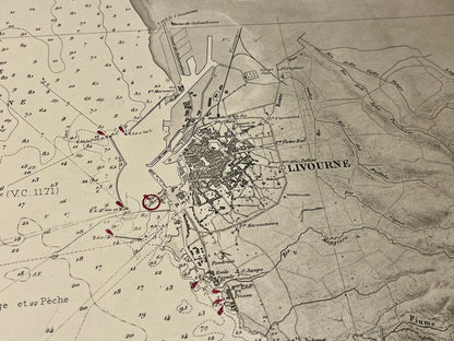 Antique map of Livorno Italy