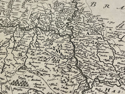 Antique map of Namur and Liege