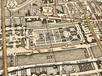 Antique map of Paris and Louvres