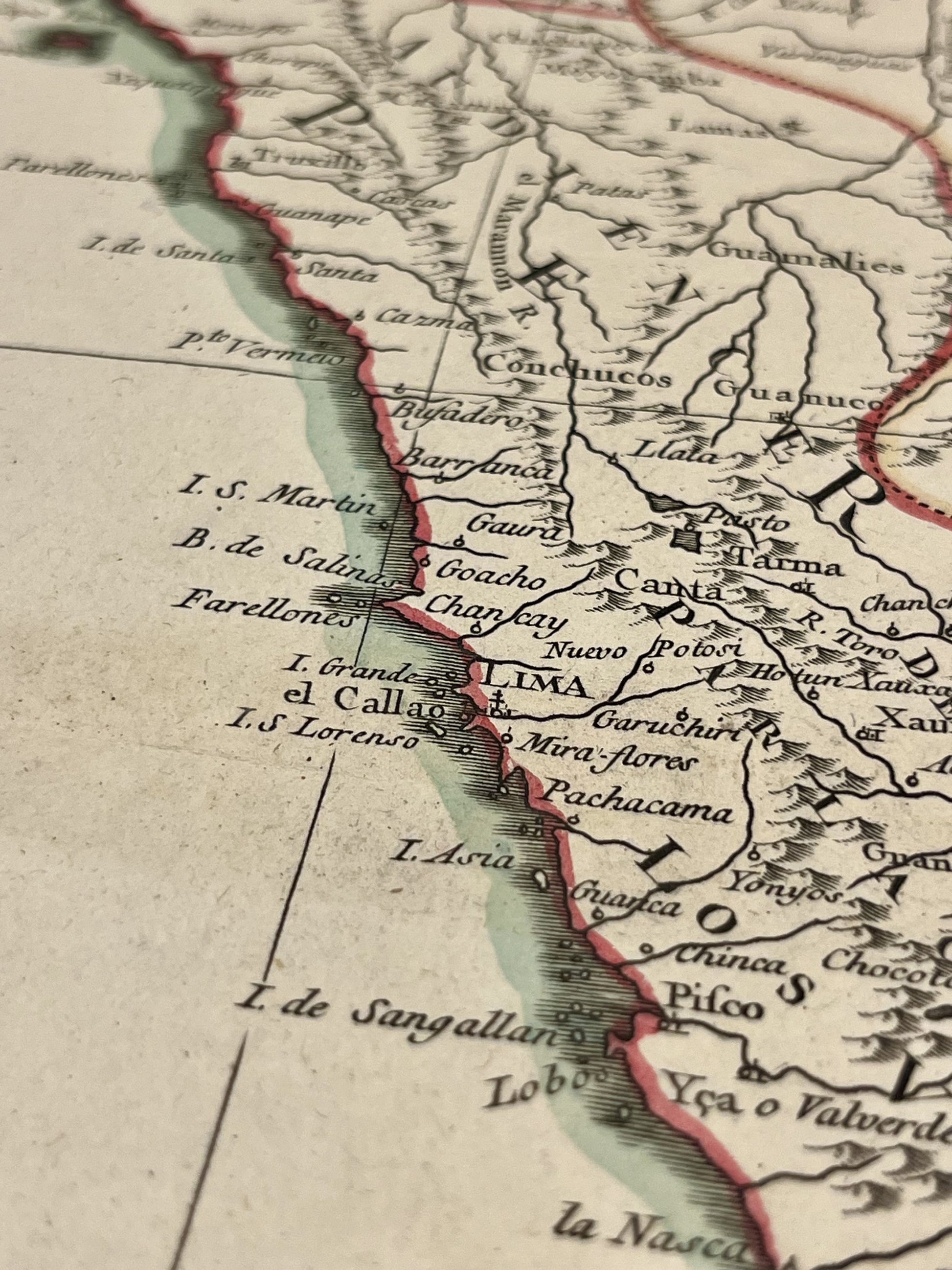 Antique map of Peru and Lima