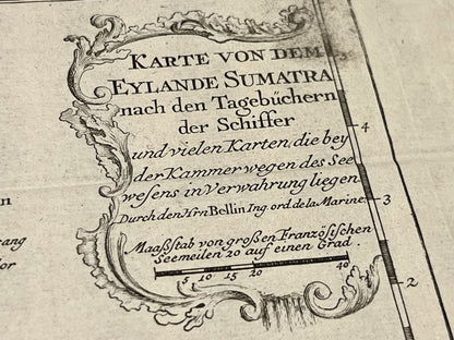 Antique map of Sumatra by Bellin