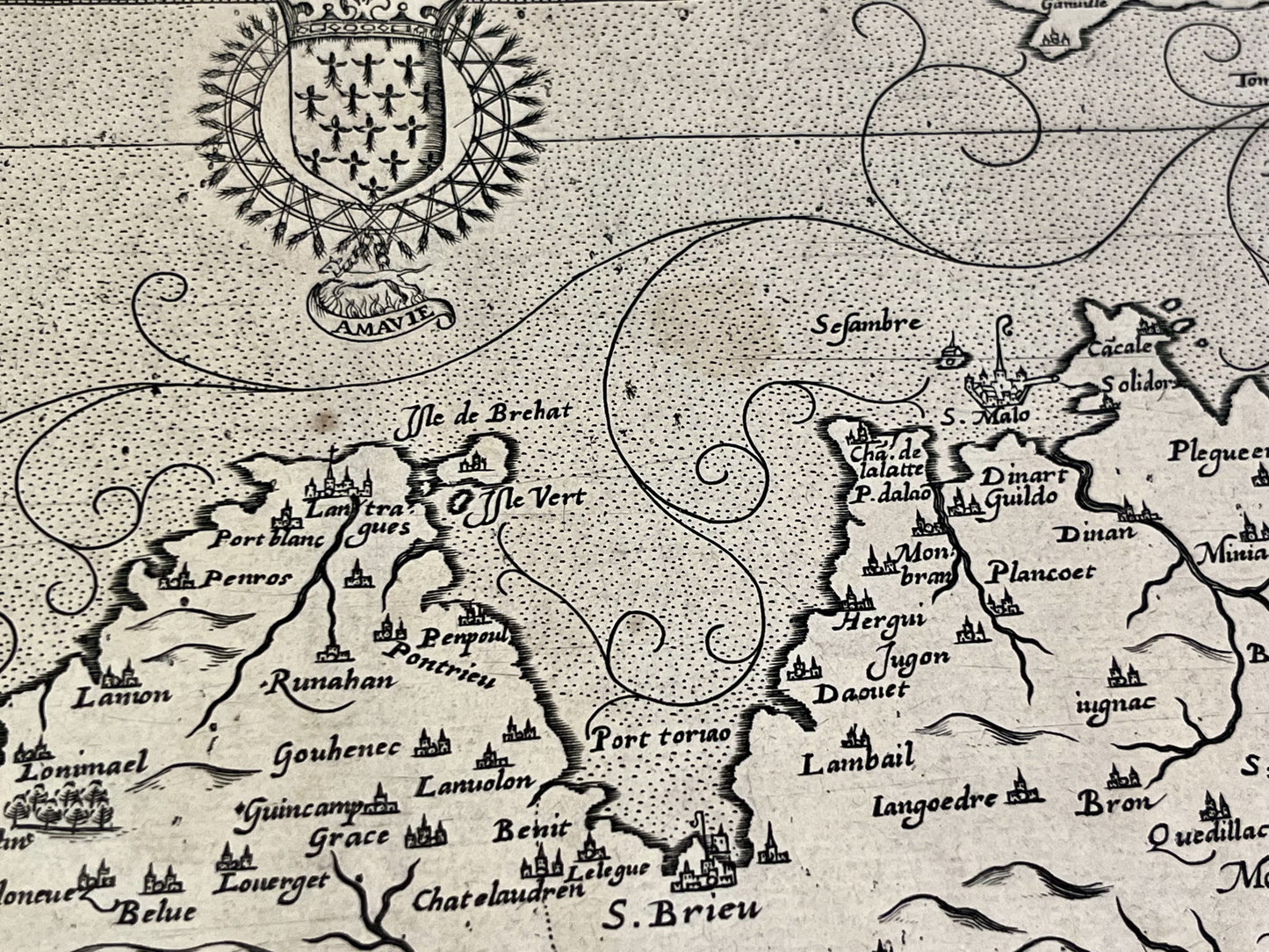 Antique map of north brittany