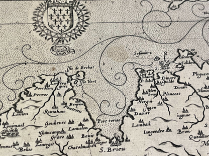 Antique map of north brittany