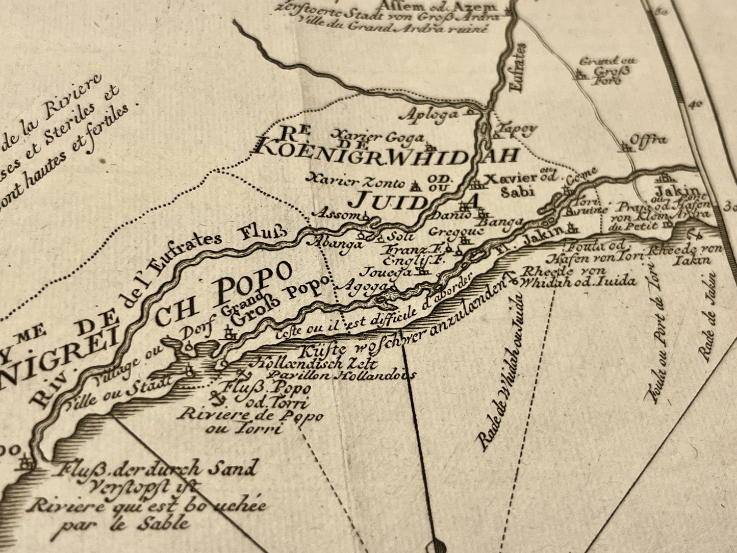 Antique map of the coast of Togo and Benin