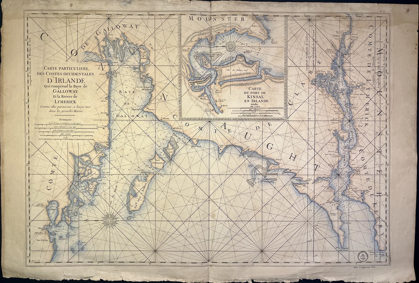 Antique nautical chart Galway Ireland
