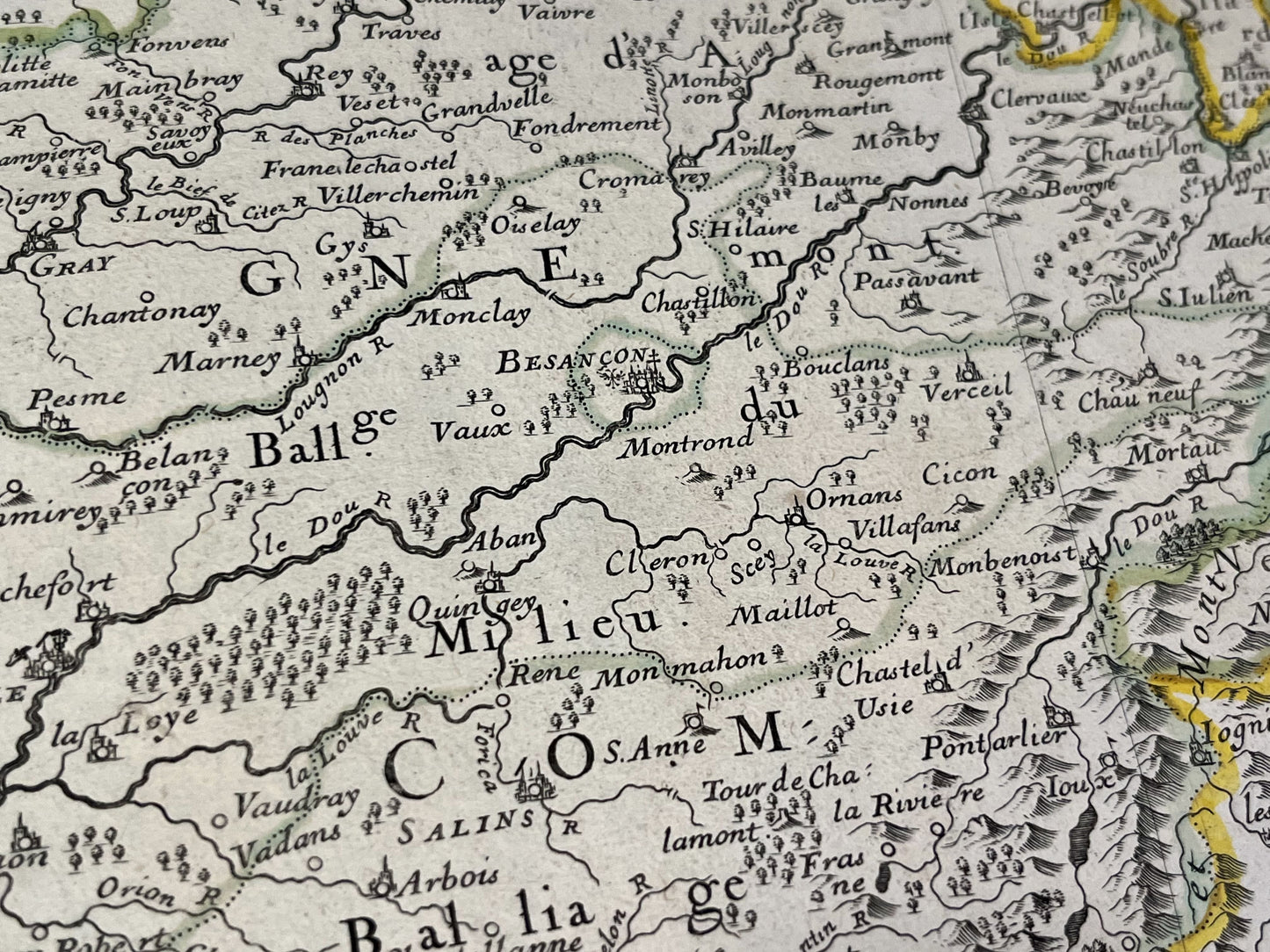 Besancon carte ancienne Bourgogne