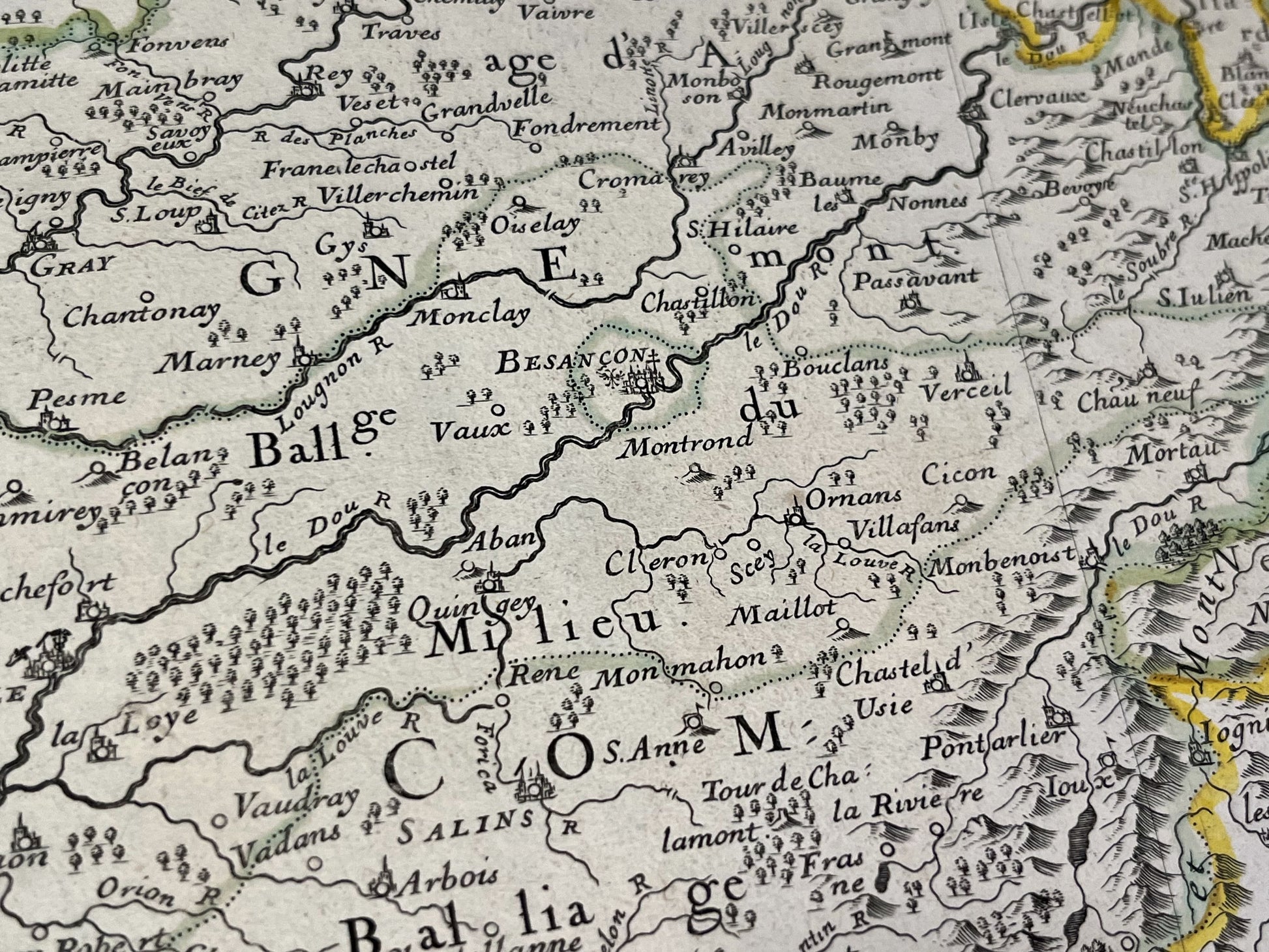 Besancon carte ancienne Bourgogne