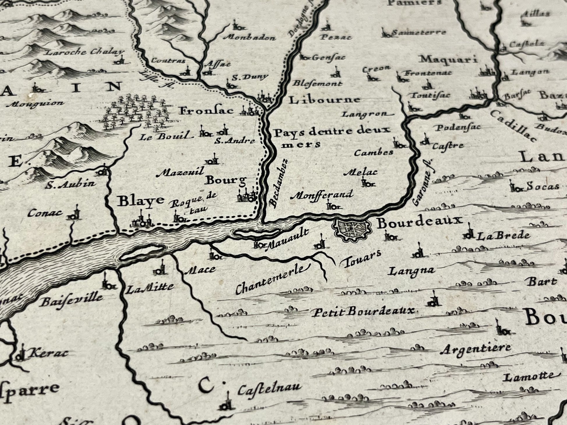 Bourdeaux carte ancienne Aquitaine