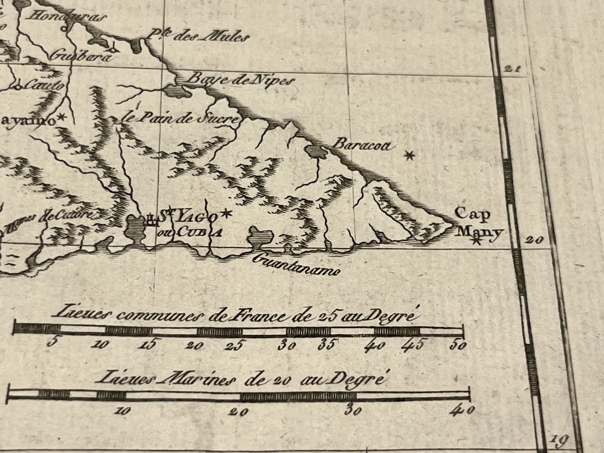 Cap Many Cuba antique map