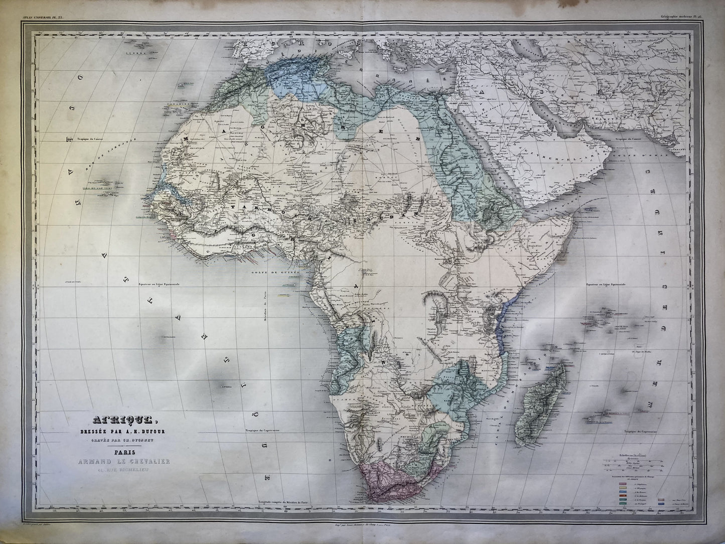 Carte ancienne de l'Afrique par A.H. Dufour