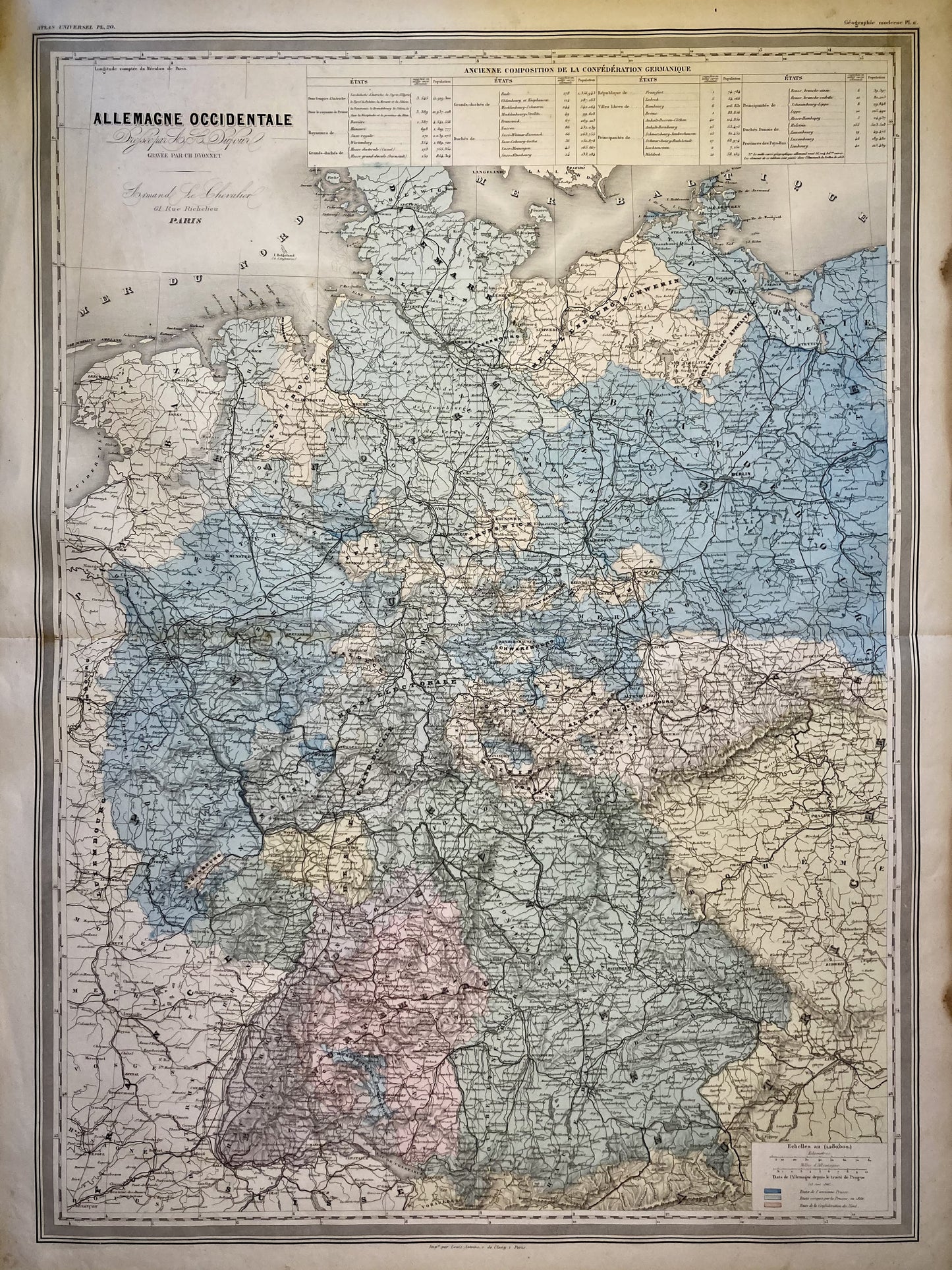 Carte ancienne de l'Allemagne par A.H. Dufour
