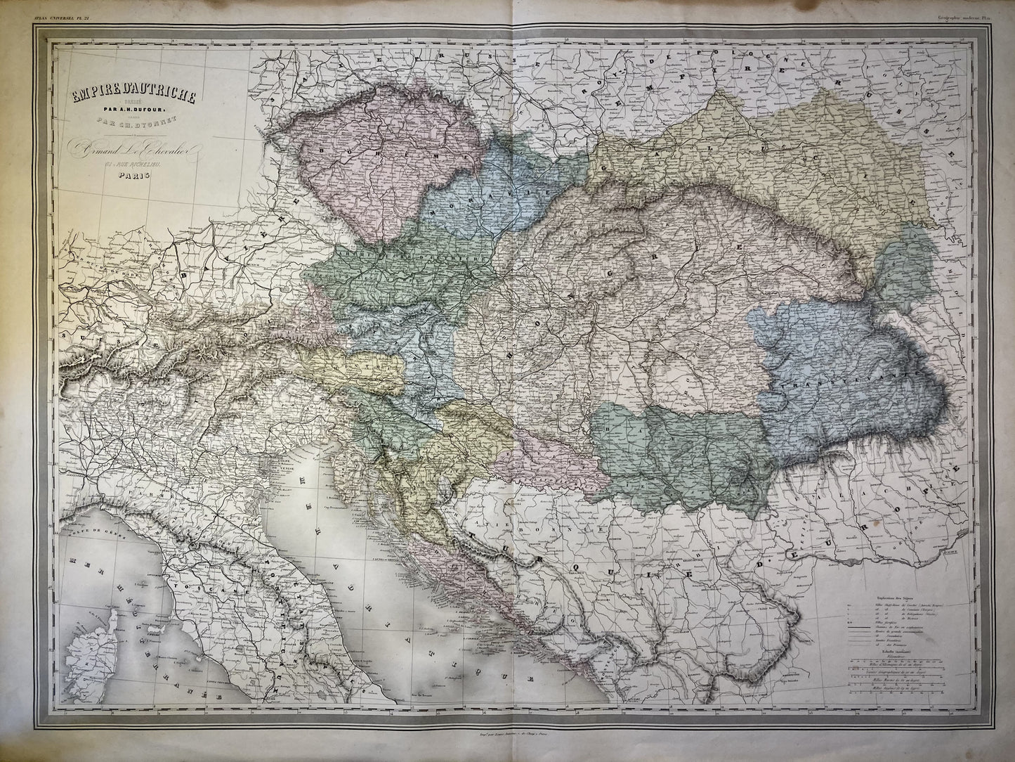 Carte ancienne de l'Empire d'Autriche par A.H. Dufour