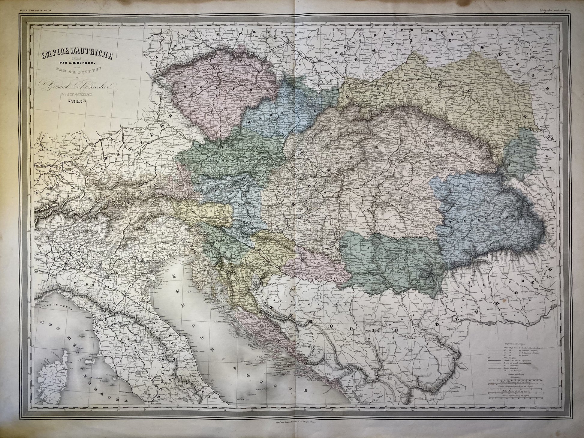Carte ancienne de l'Empire d'Autriche par A.H. Dufour