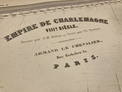 Cartouche de la carte ancienne de l'Empire de Charlemagne par A.H. Dufour