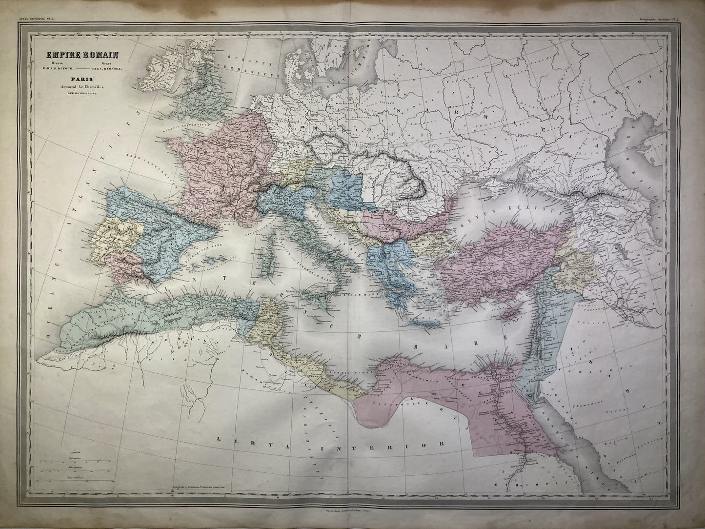 Carte ancienne de l'Empire Romain par A.H. Dufour
