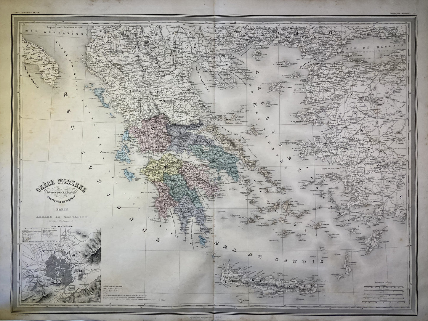 Carte ancienne de la Grèce par A.H. Dufour