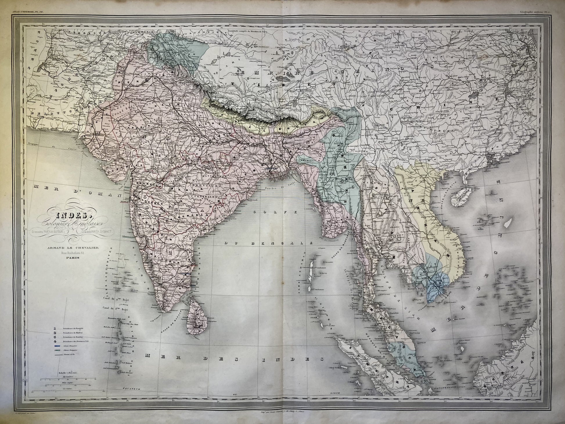Carte ancienne des Indes Britanniques par A.H. Dufour