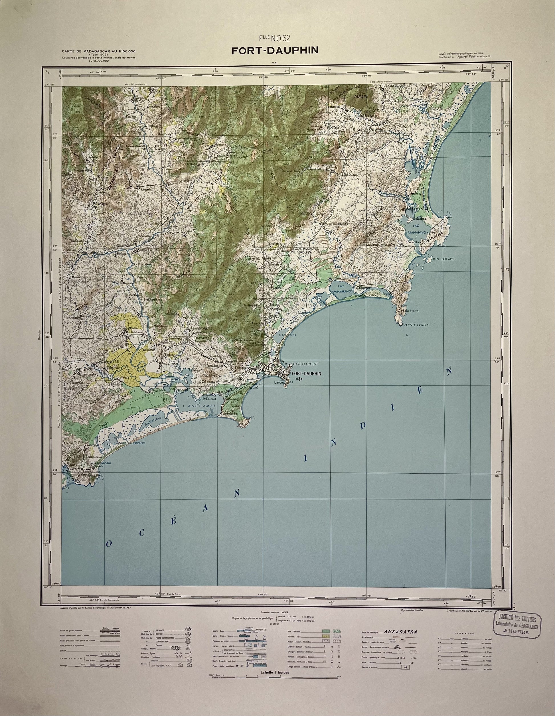 Achat carte ancienne de Madagascar, Fort-Dauphin