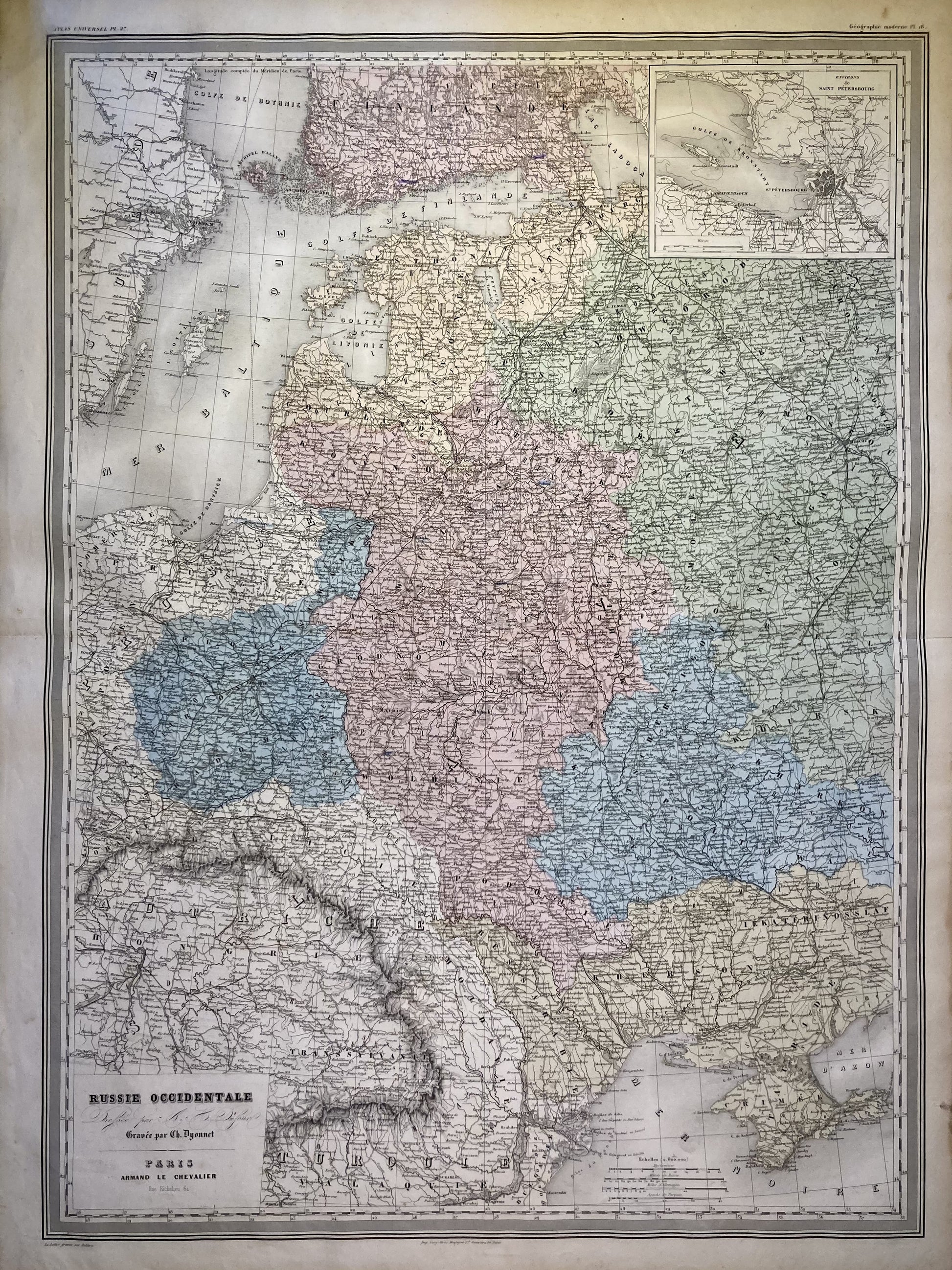 Carte ancienne de la Russie d'Europe par A.H. Dufour