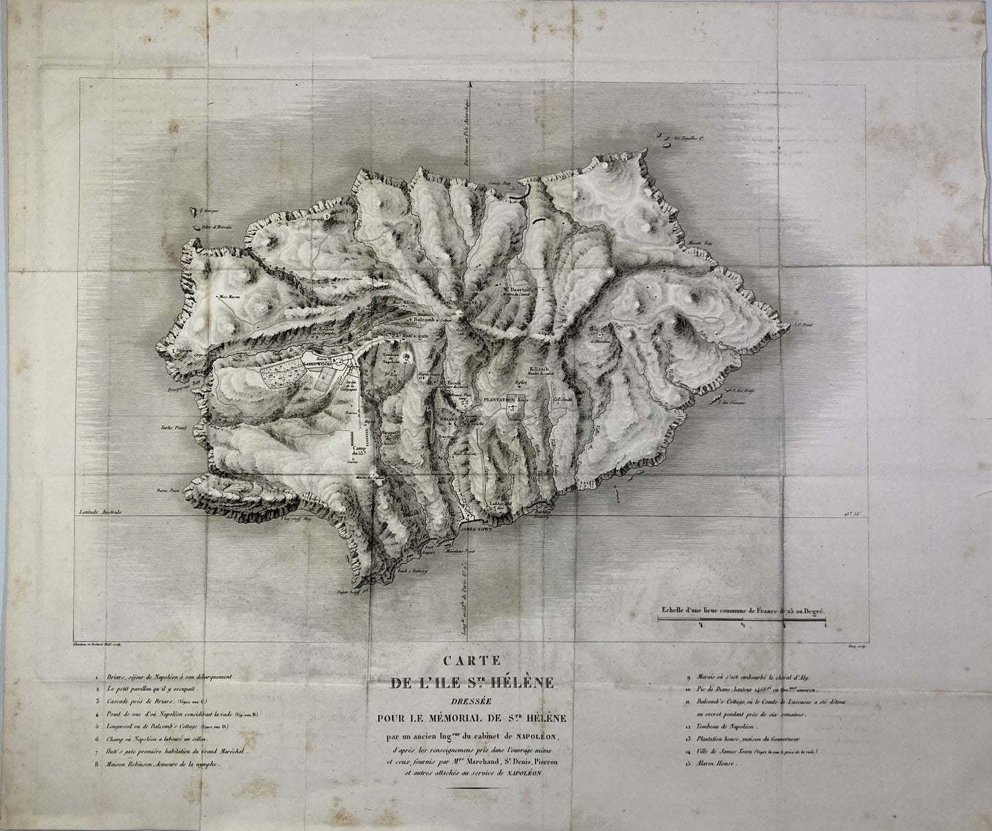 Carte ancienne de l'Île Sainte-Hélène Napoléon 1