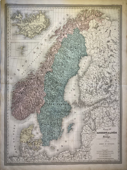 Carte ancienne de la Scandinavie par A.H. Dufour